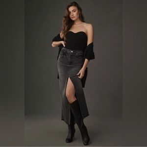 Reformation Tazz Maxi Denim Skirt Washed Black size 27